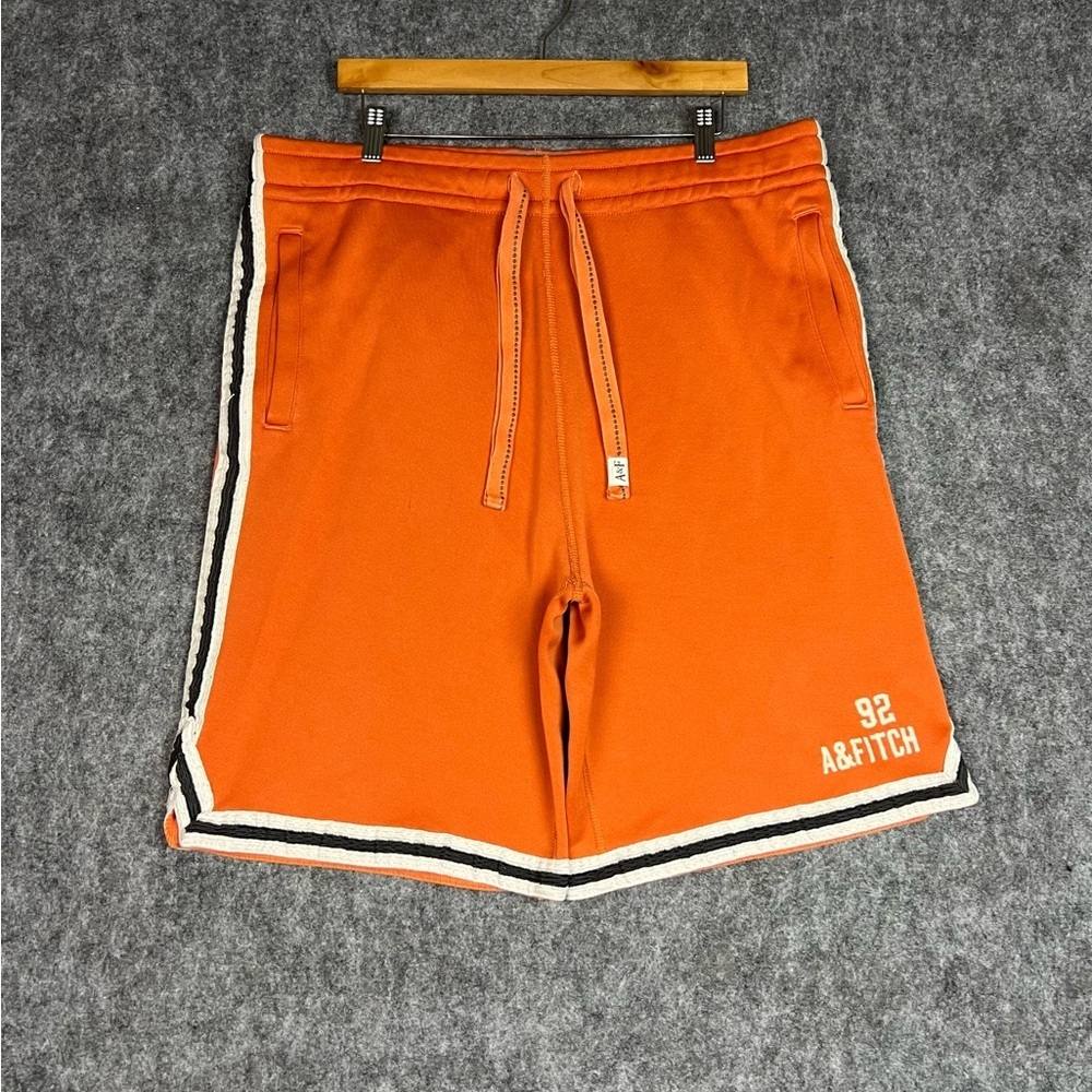 Vintage Abercrombie & Fitch Orange Athletic Drawstring Shorts L Contrast Trim